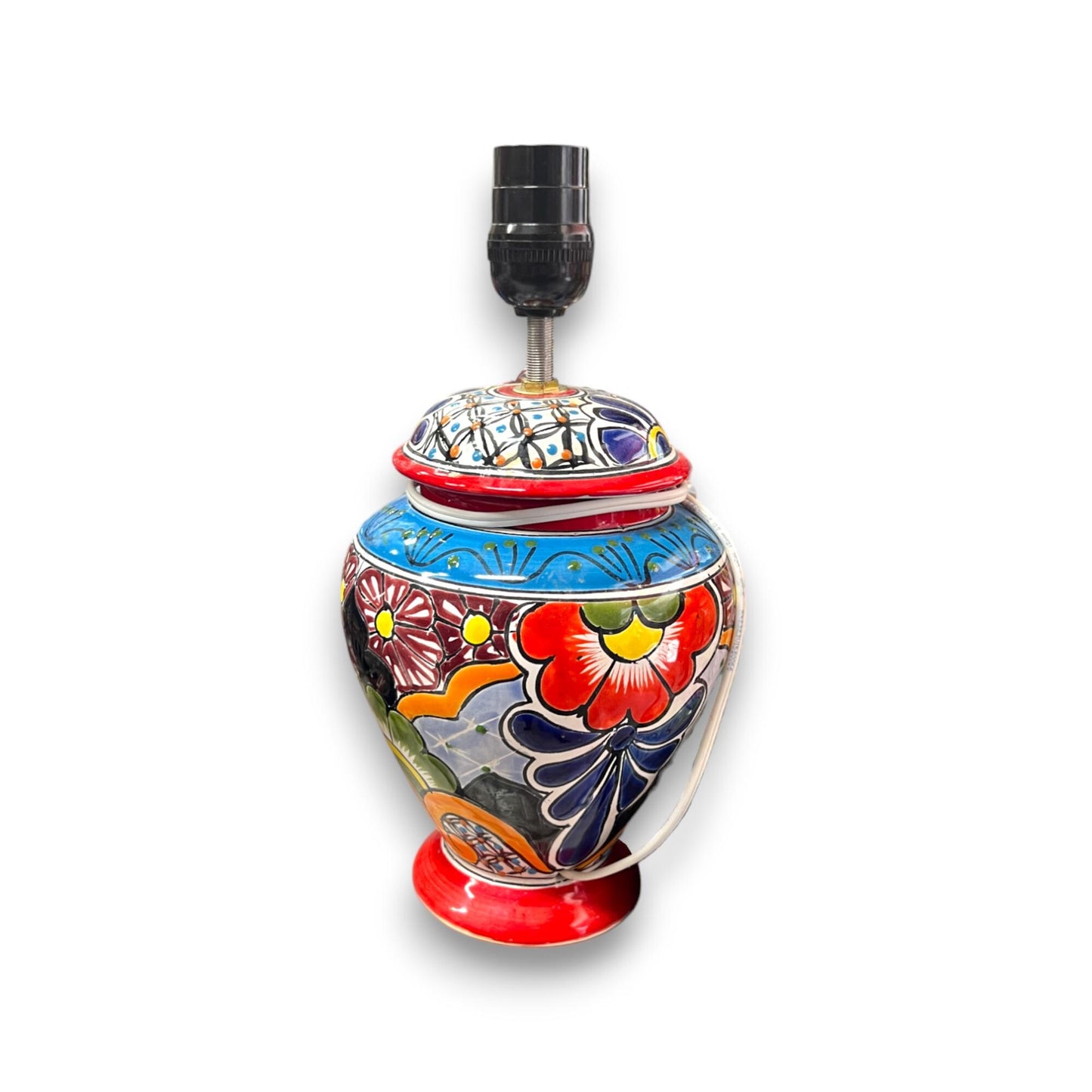 Hand-Painted Mexican Talavera Table Lamp | Large Artisan Ceramic Lamp