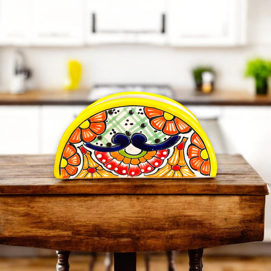 Hand-Painted Mexican Talavera Napkin Holder | Charming Artisan Decoration