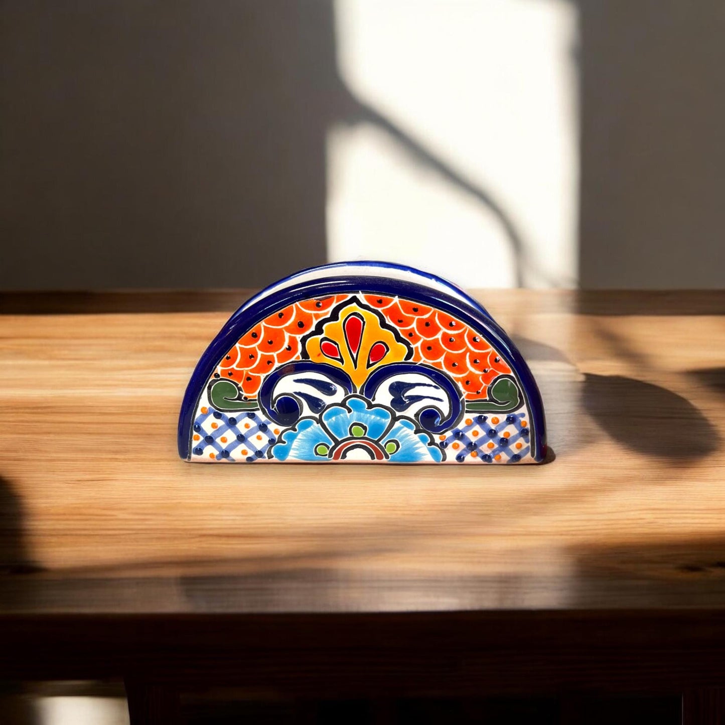 Hand-Painted Mexican Talavera Napkin Holder | Charming Artisan Decoration