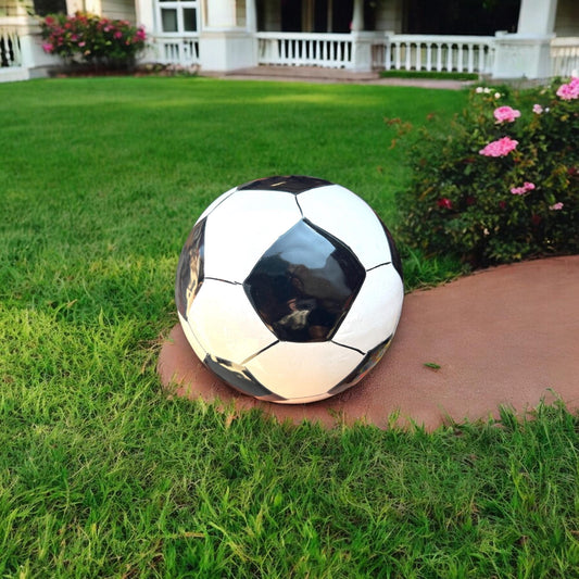 Hand-Painted Talavera Soccer Ball Sculpture | Mexican Ceramic Yard Art (Medium)