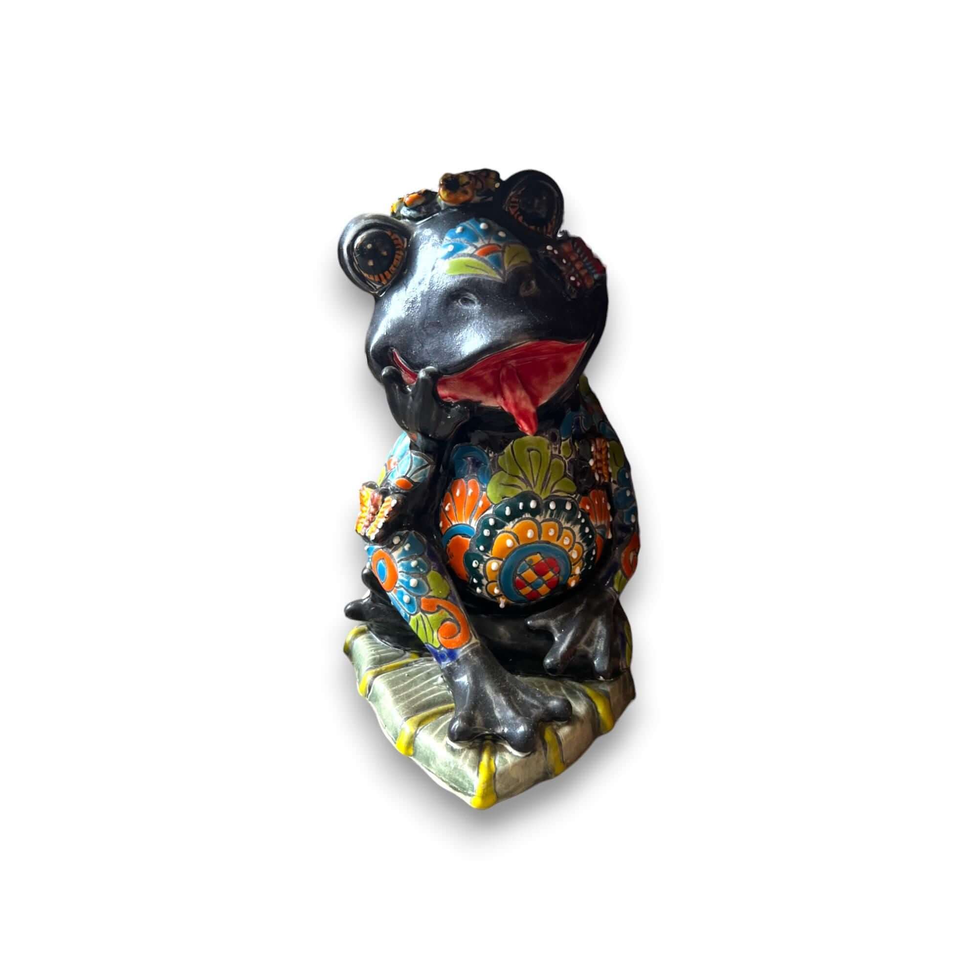 Vibrant Talavera Frog | Mexican Art Decor
