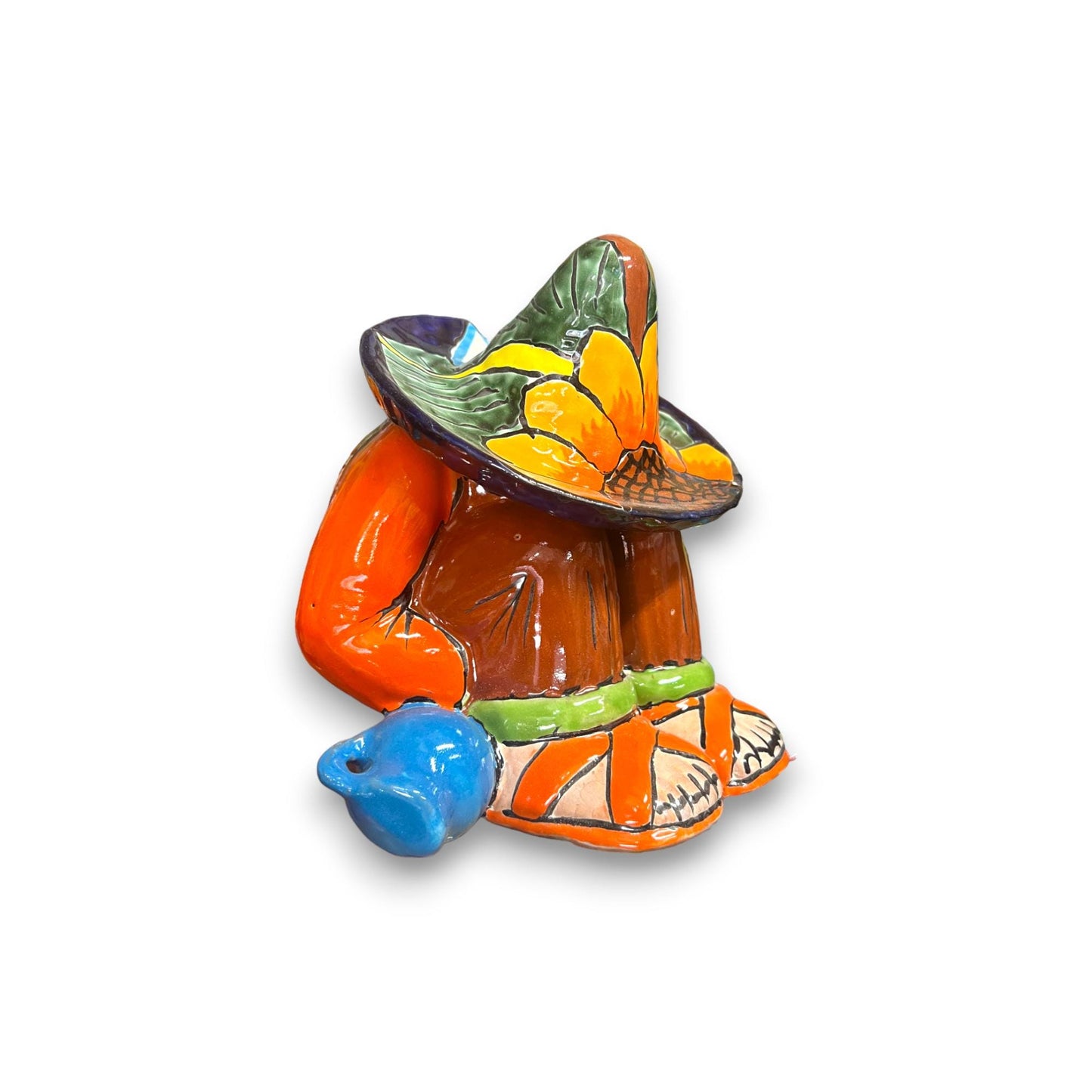 Colorful Talavera Statue | Sunflower Design Sleeping Man