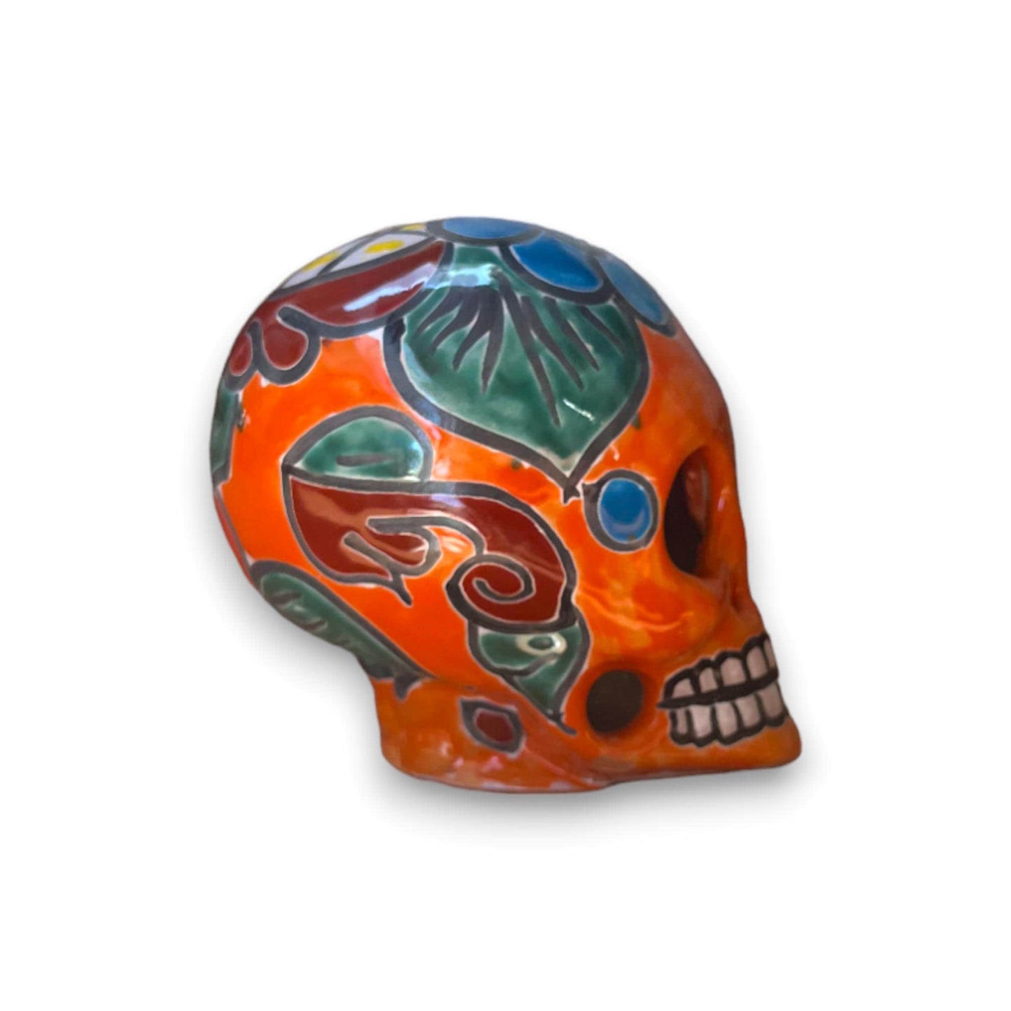 Unique Mexican Handcrafted Skull Figurine | Small Artisan Statue for Home Decor