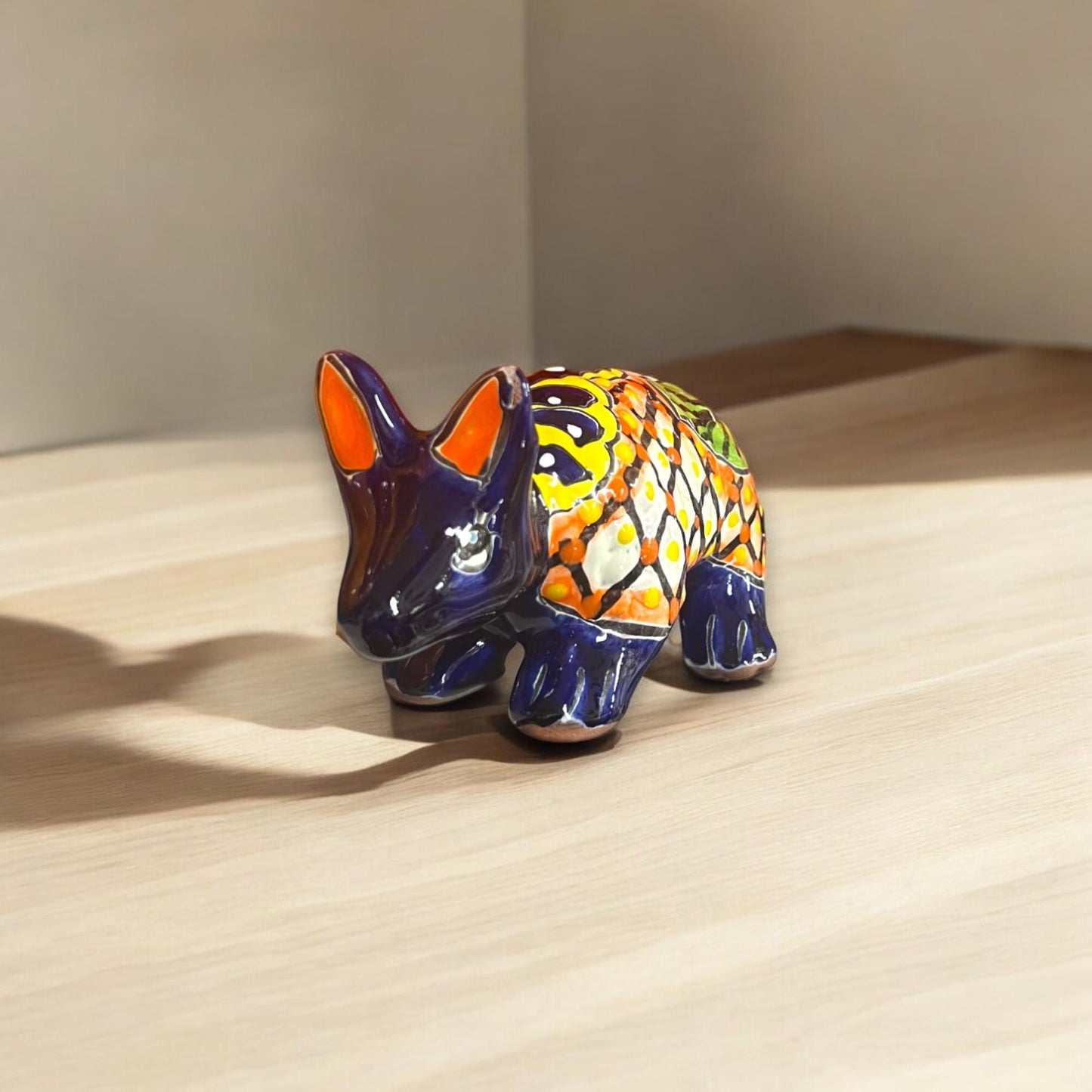 Talavera Armadillo Figurine | Hand-Painted Mexican Decor