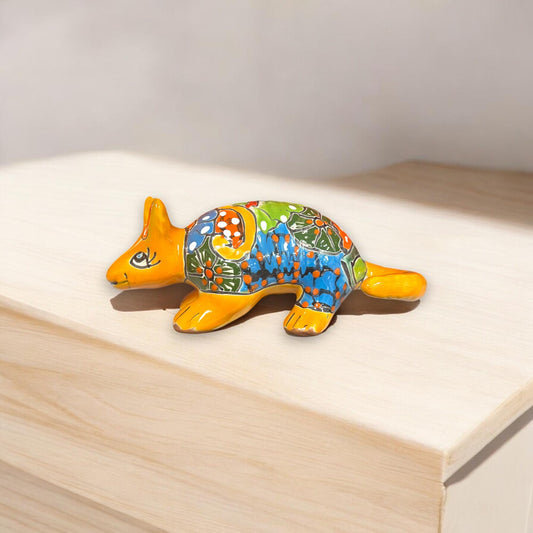 Talavera Armadillo Figurine | Hand-Painted Mexican Decor