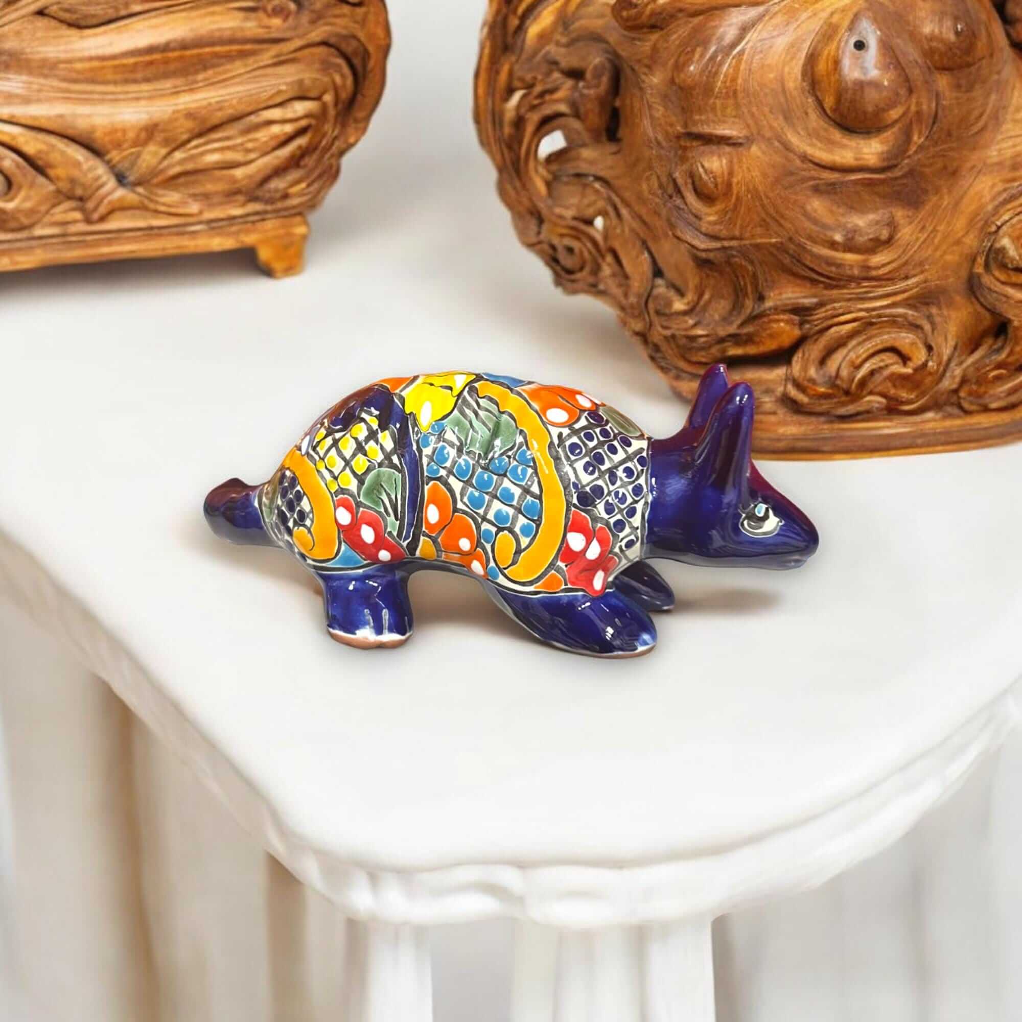 Talavera Armadillo Figurine | Mexican Decor