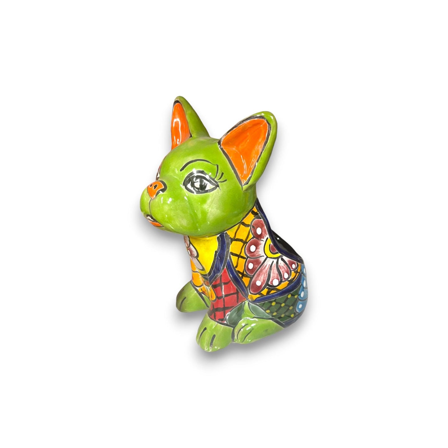 Talavera French Bulldog Statue | Colorful Handcrafted Dog Figurine