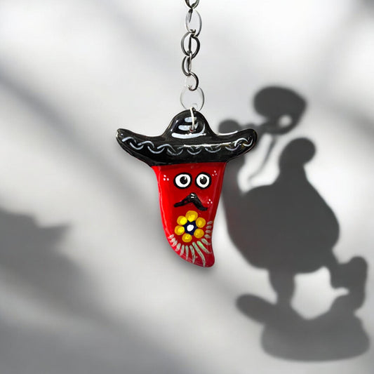 Colorful Mexican Guerrero Key Chain | Handcrafted Jalapeno Pepper Keychain