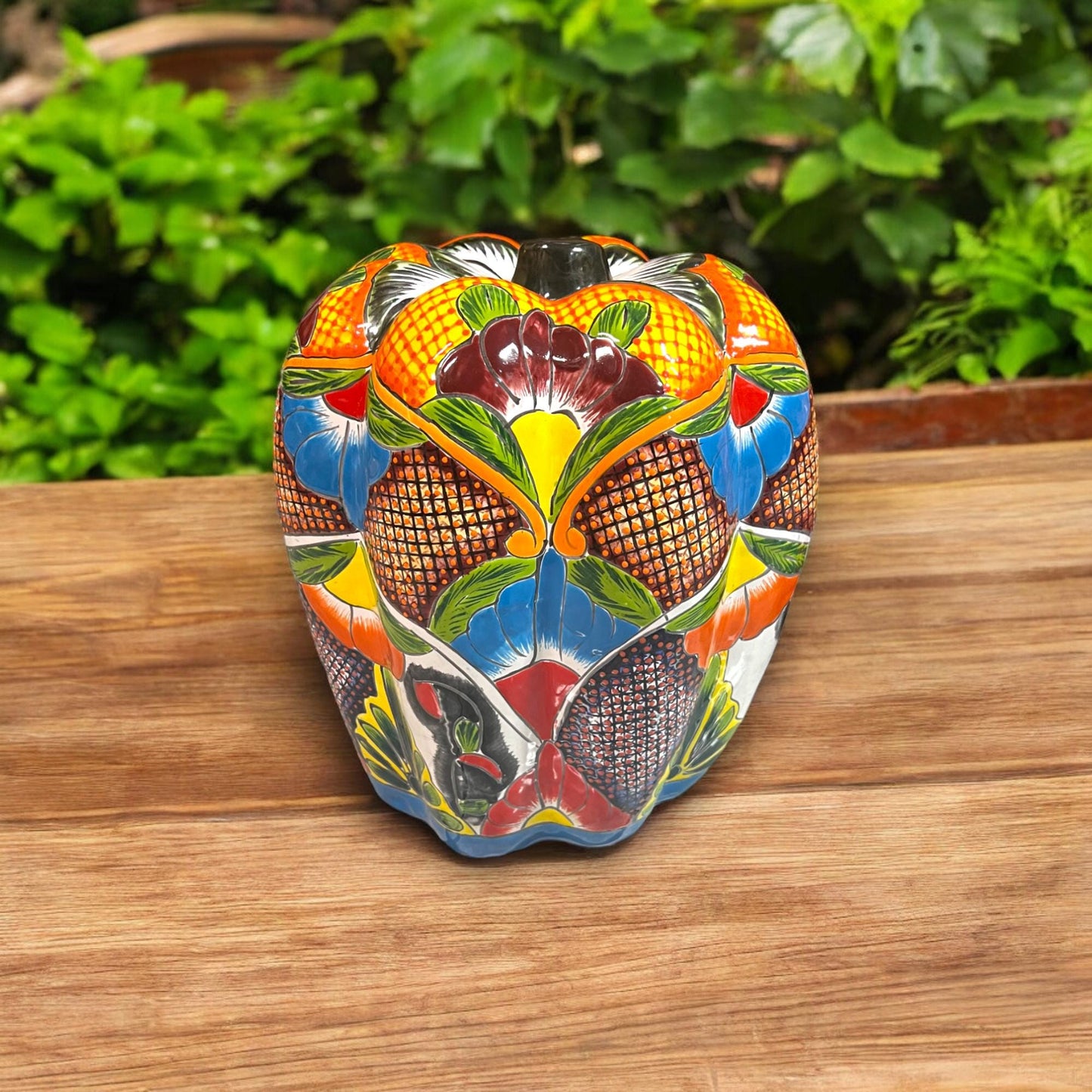 Large Hand-Painted Talavera Pumpkin | Mexican Ceramic Harvest Decor