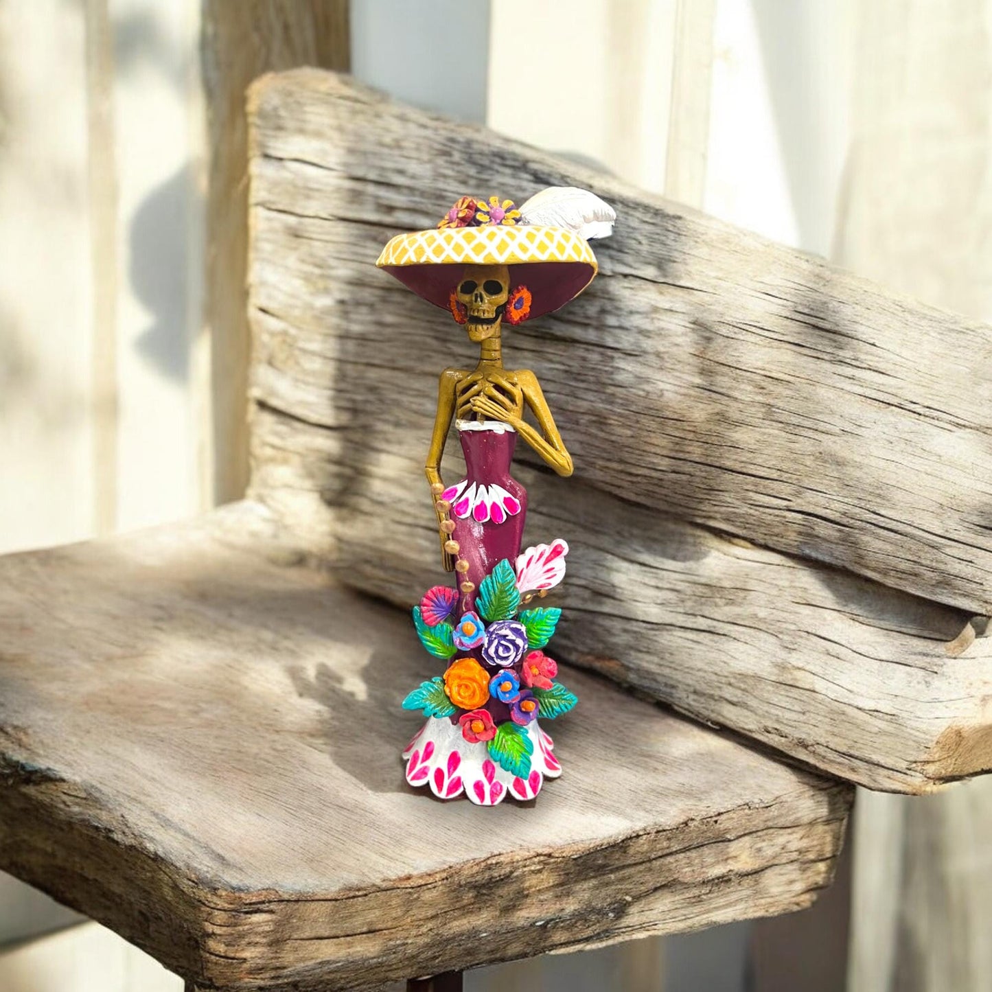 Hand-Painted Day of the Dead Catrina Figurine | Colorful Art