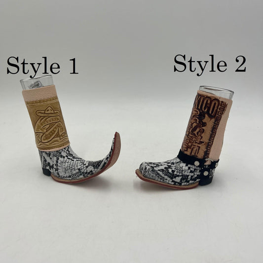 Mexican Cowboy Boot Shot Glass | Authentic Leather Wrapped