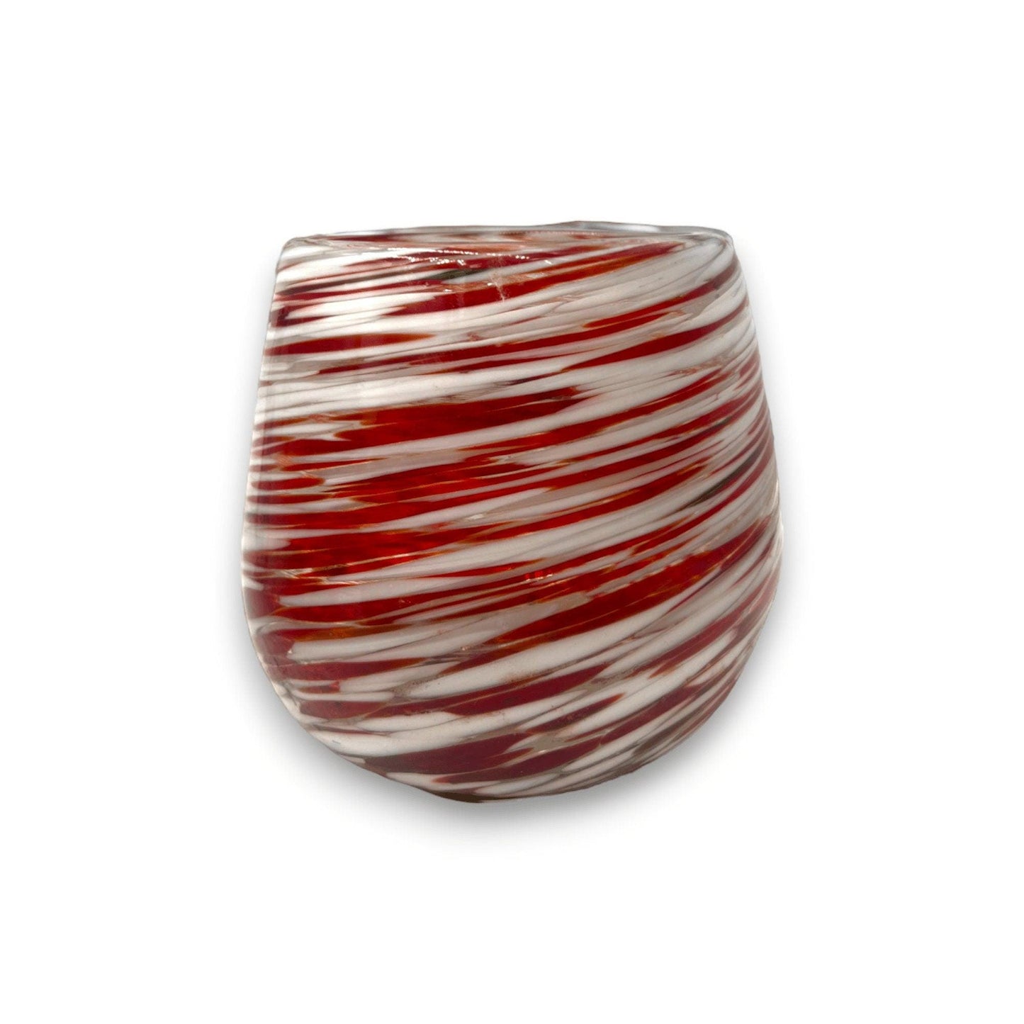 Hand-Blown Stemless Wine Glasses | Elegant Red and White Swirl