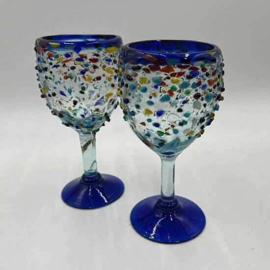 Vibrant Hand Blown Mexican Wine Glasses