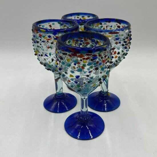 Vibrant Hand Blown Mexican Wine Glasses