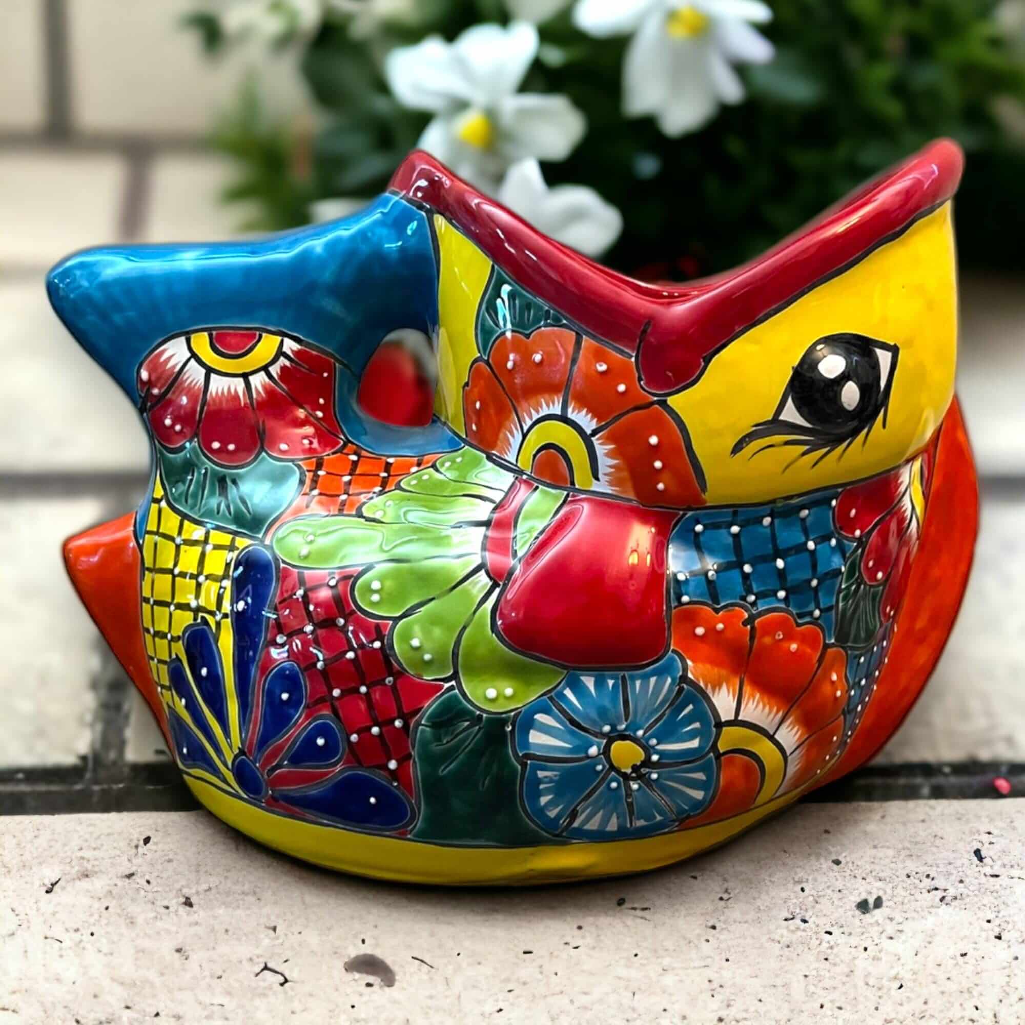 Rare XL Talavera Fish Planter | Hand-Painted Pottery