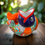 Rare XL Talavera Fish Planter | Hand-Painted Mexican Statue Pottery vibrant hand-painted ceramic fish planter with colorful floral Talavera patterns