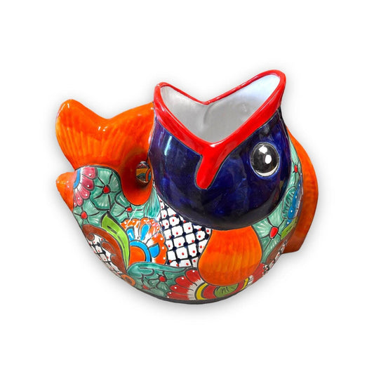 Rare XL Talavera Fish Planter | Hand-Painted Mexican Statue Pottery