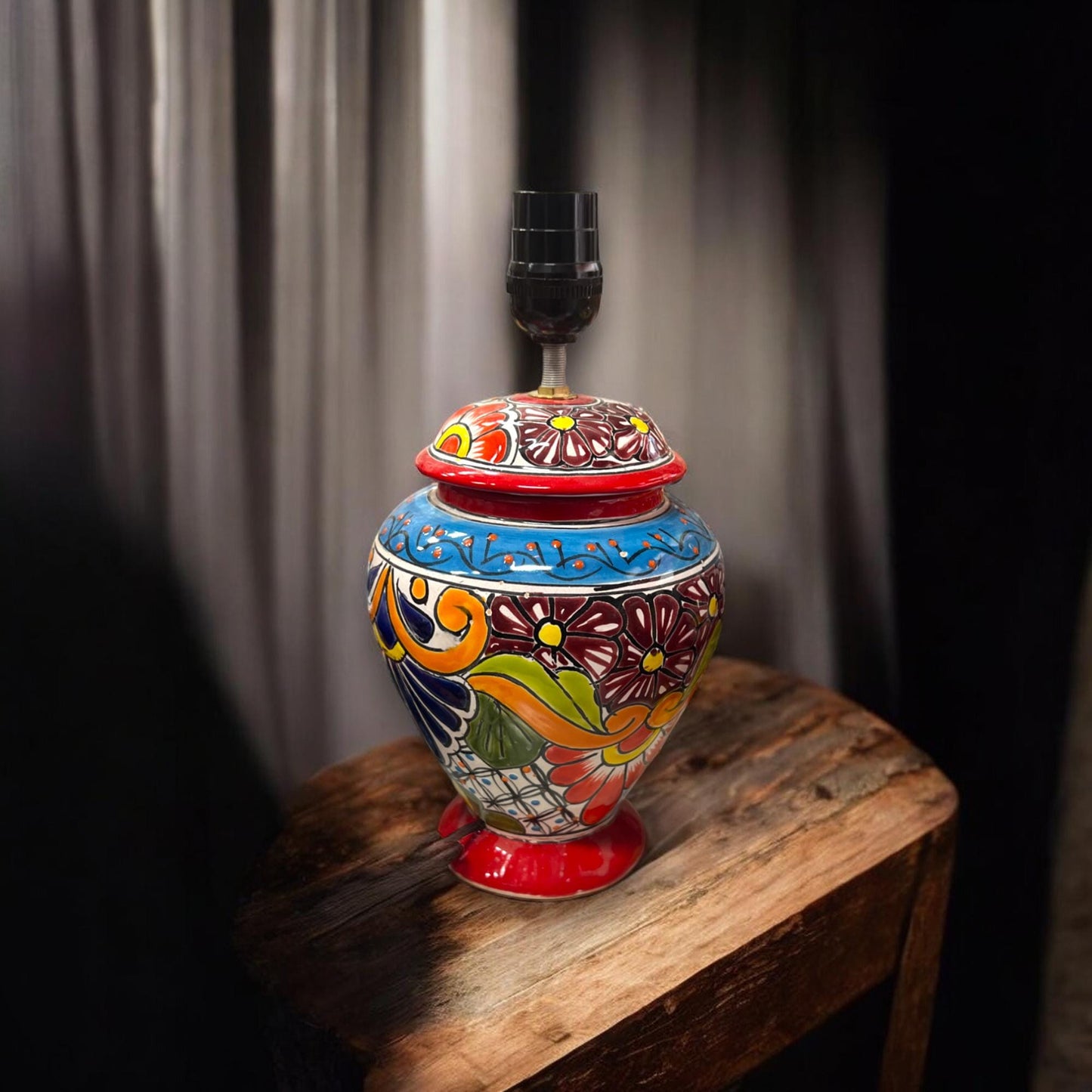 Hand-Painted Mexican Talavera Table Lamp | Large Artisan Ceramic Lamp