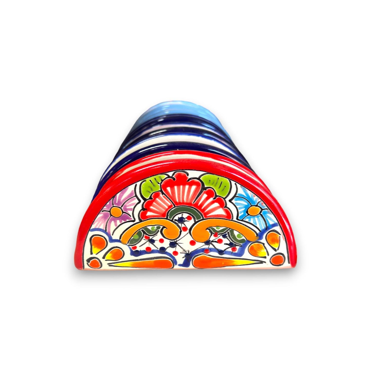 Hand-Painted Mexican Talavera Napkin Holder | Charming Artisan Decoration