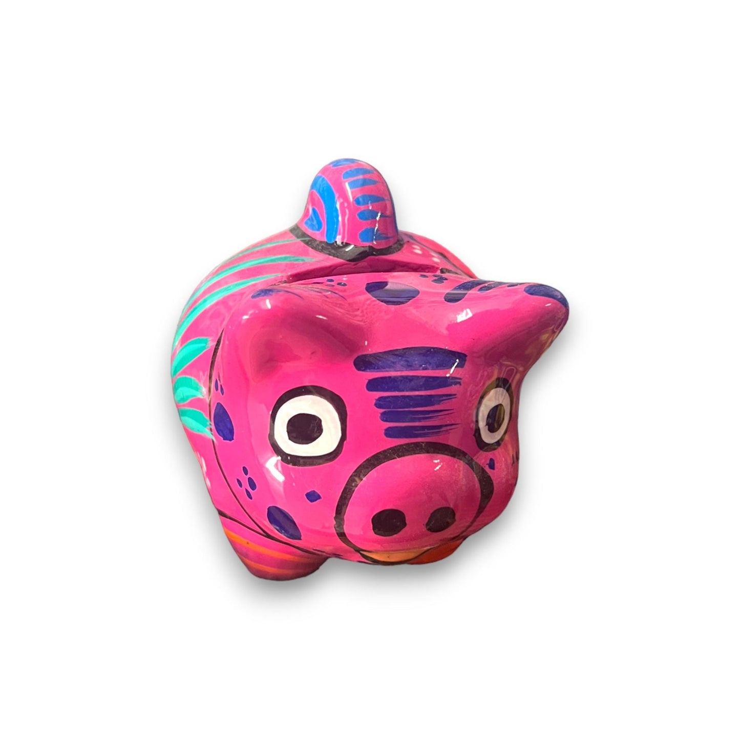 Handmade Colorful Guerrero Piggy Bank | Painted Mexican Coin Bank (Small)