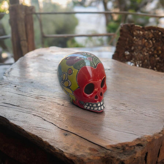 Unique Mexican Handcrafted Skull Figurine | Small Artisan Statue for Home Decor