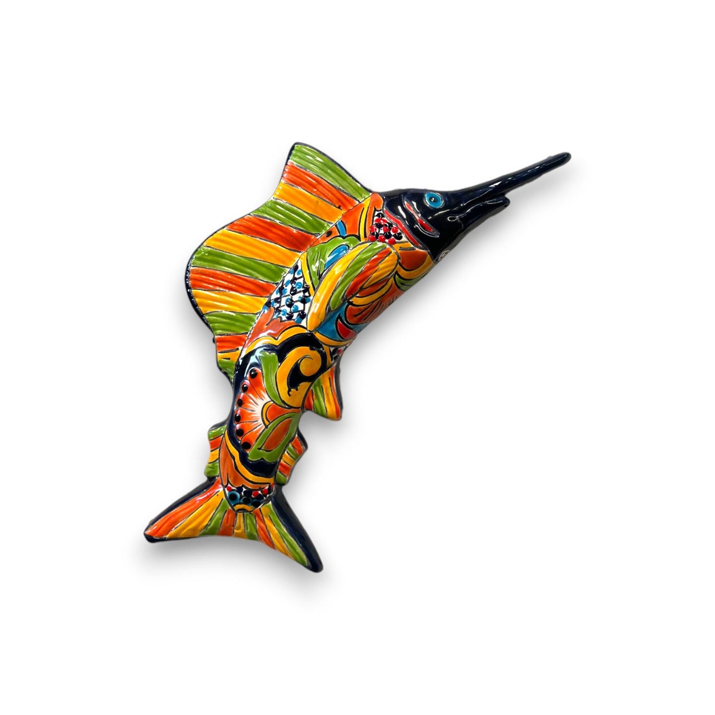 Hand-Painted Talavera Marlin Wall Art | Colorful Sailfish Mexican Decor (Large)