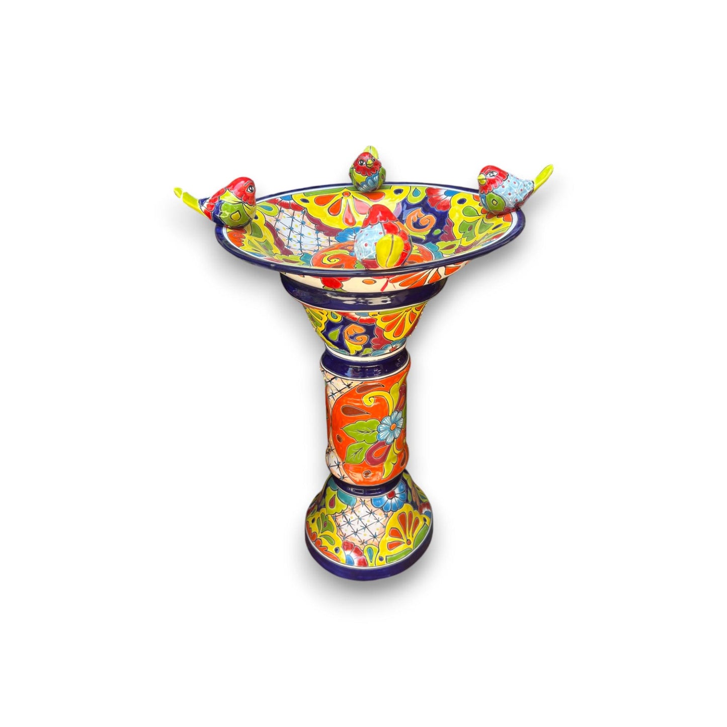 Set of 3 Talavera Bird Baths | Hand-Painted Mexican Ceramic Art