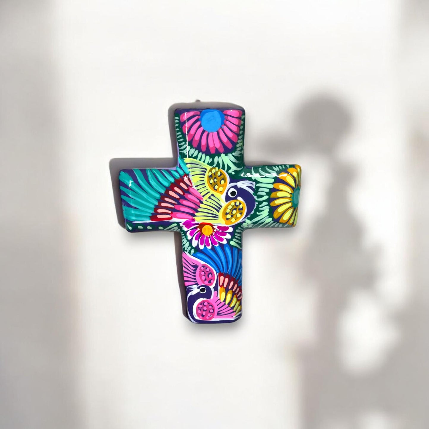 Guerrero Hand-Painted Cross Wall Art | Colorful Mexican Décor