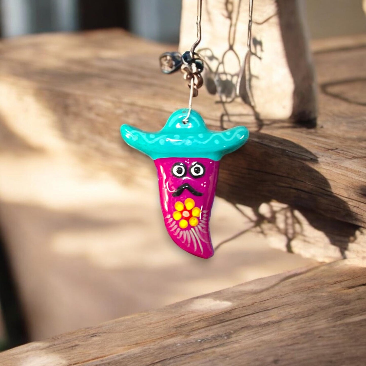 Colorful Mexican Guerrero Key Chain | Handcrafted Jalapeno Pepper Keychain