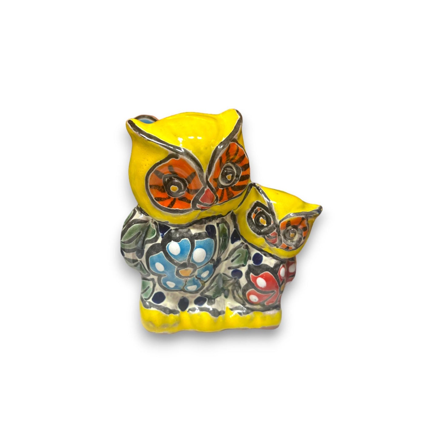 Vibrant Hand-Painted Mexican Owl Figurine | Colorful Ceramic Home Decor