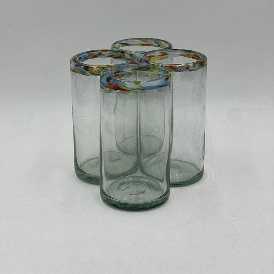 Hand Blown Colorful Tumbler Glasses | Confetti Rim