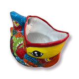 Rare XL Talavera Fish Planter | Hand-Painted Mexican Statue Pottery - vibrant hand-painted Talavera fish planter, kiln-fired lead-free glaze