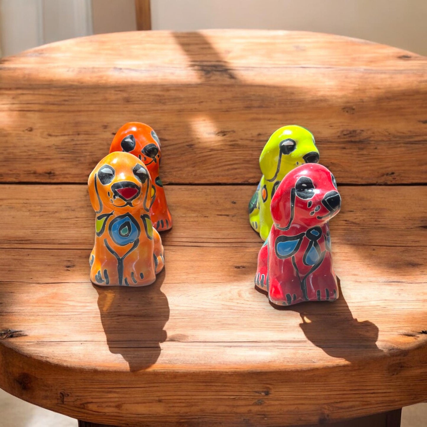 Set of 2 Talavera Dog Figurines | Mexican Ceramic Retriever Decor