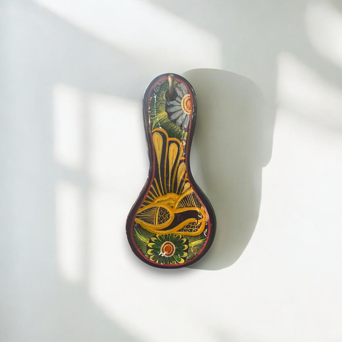 Colorful Mexican Guerrero Spoon Rest | Handmade Ceramic Utensil Holder