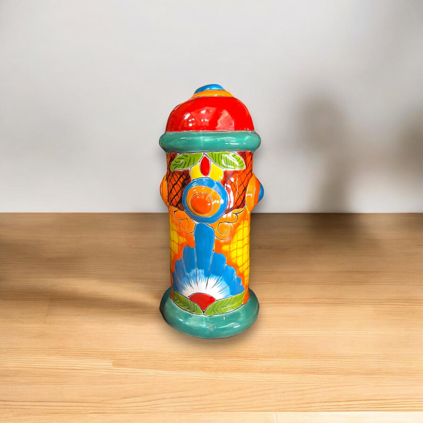 Vibrant Talavera Fire Hydrant Statue | Colorful Hand-Painted Mexican Art (Large)