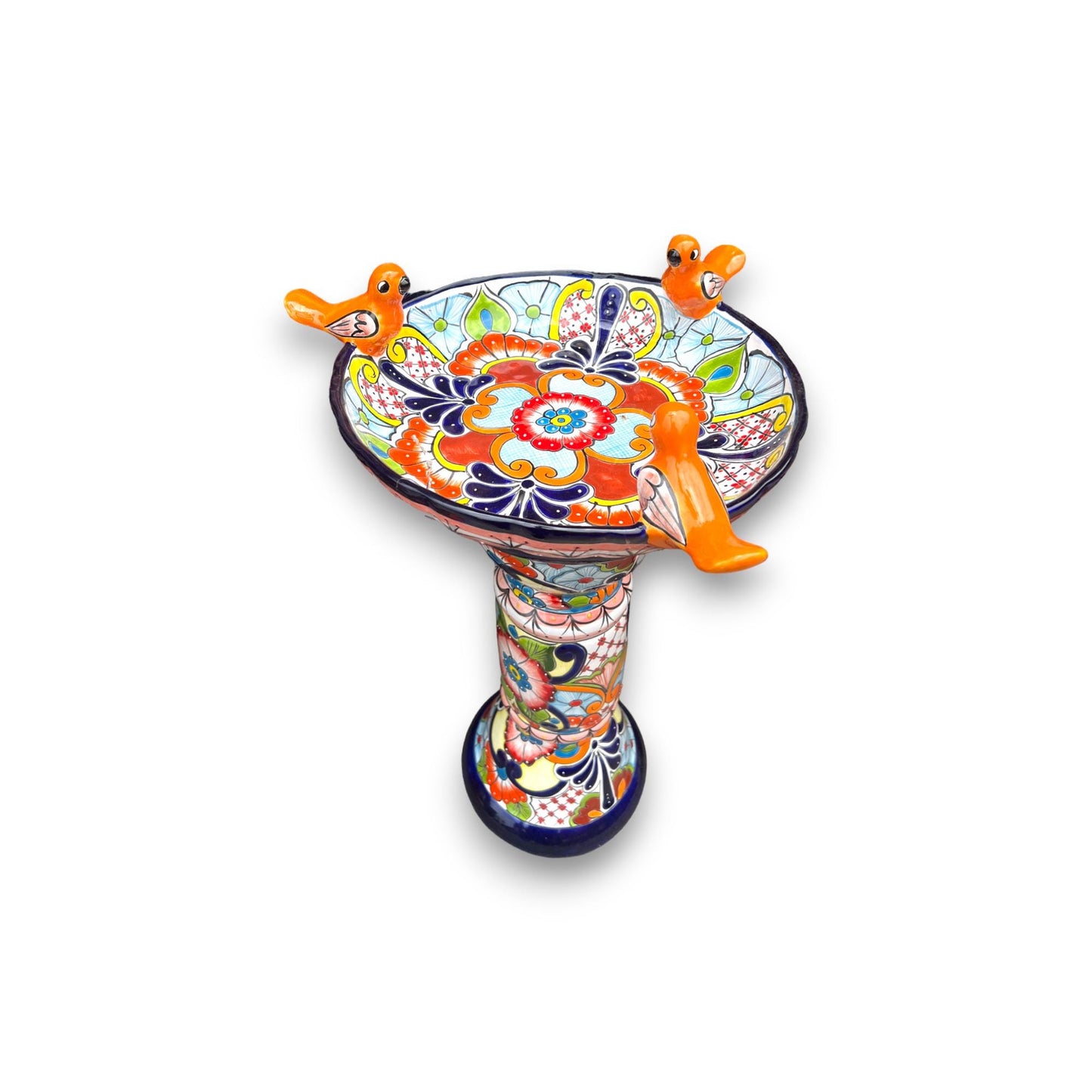 Handmade Talavera Bird Bath | Authentic Mexican Artwork (20” Diameter)