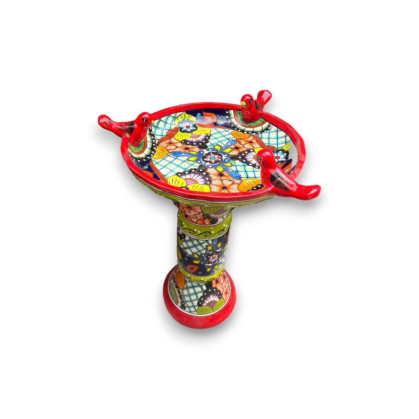 Handmade Talavera Bird Bath | Authentic Mexican Artwork (20” Diameter)