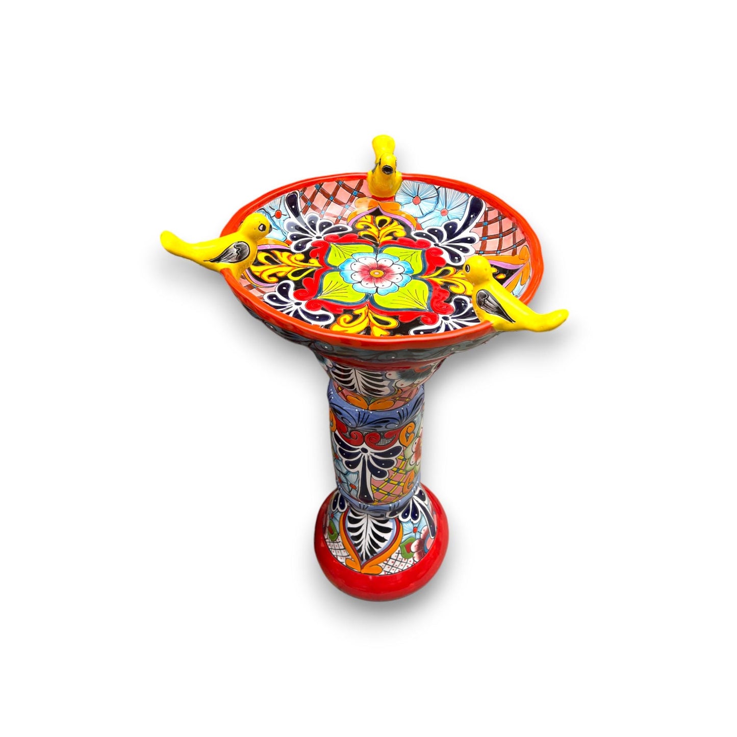 Handmade Talavera Bird Bath | Authentic Mexican Artwork (20” Diameter)