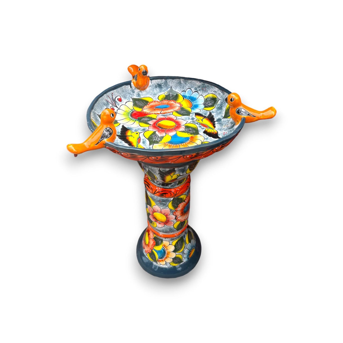 Handmade Talavera Bird Bath | Authentic Mexican Artwork (20” Diameter)