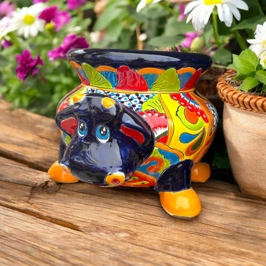 Talavera Cow Planter | Handcrafted Mexican Pottery for Home & Garden