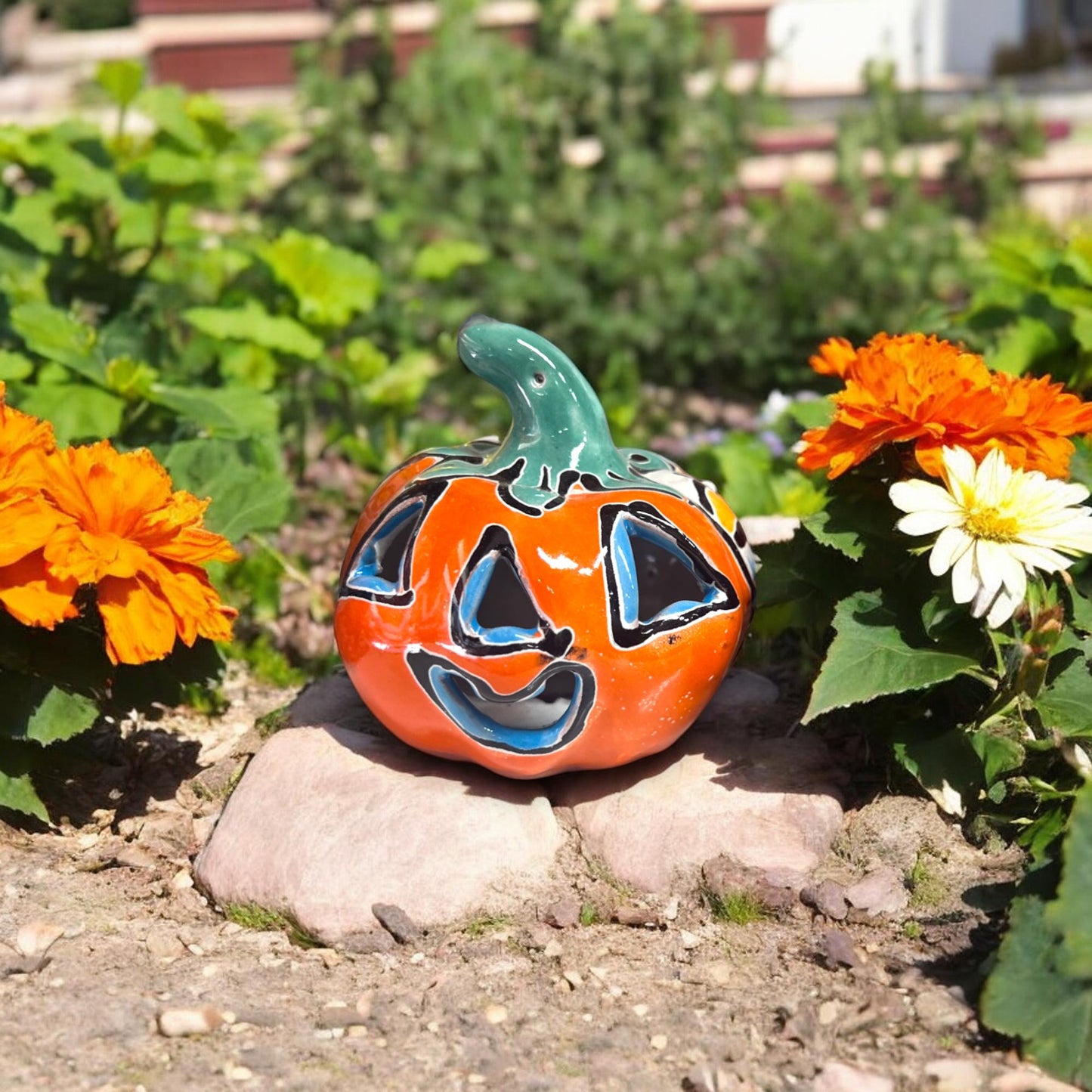 Handcrafted Talavera Pumpkin | Mexican Jack-o'-Lantern Art for Home Decor