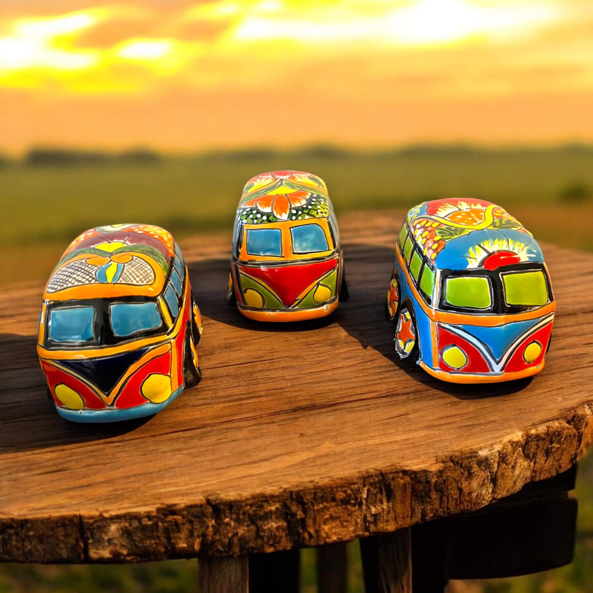 Colorful Talavera Bus Planter | Handmade Pottery