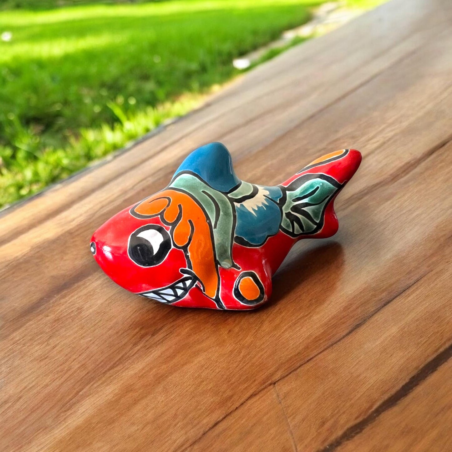 Talavera Shark Figurine | Colorful Handcrafted Mexican Pottery