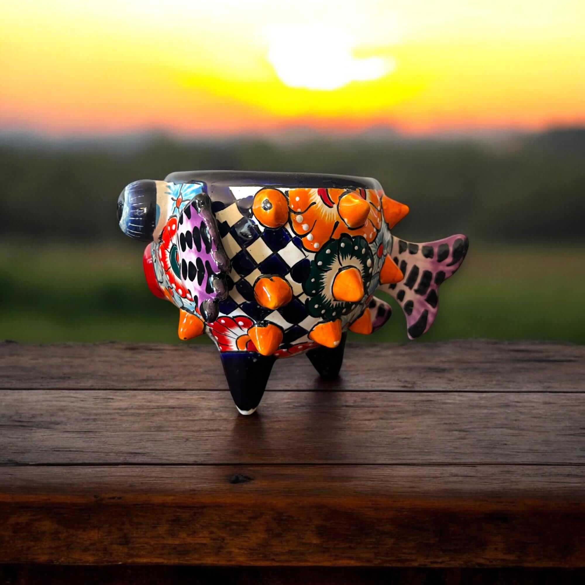 Talavera Puffer Fish Planter | Mexican Ceramic Pot
