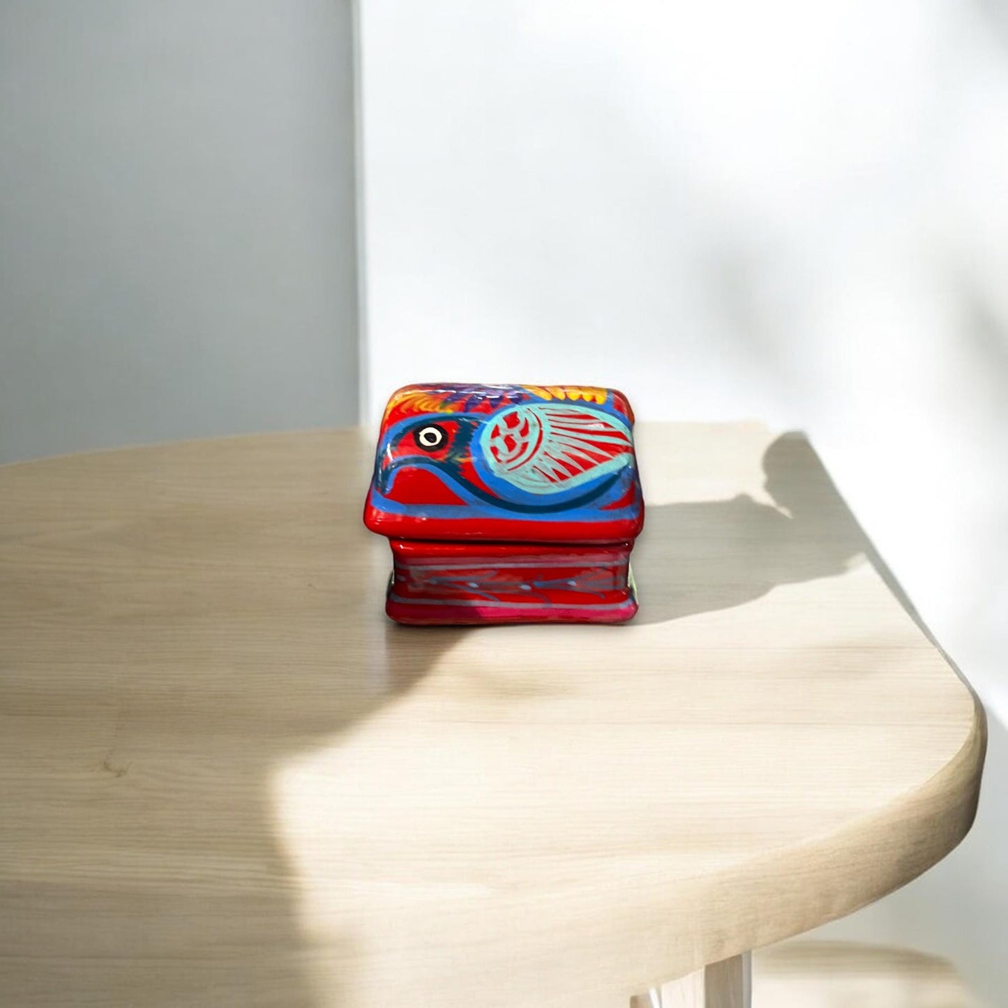 Colorful Hand-Painted Guerrero Jewelry Box | Mexican Ceramic Chest