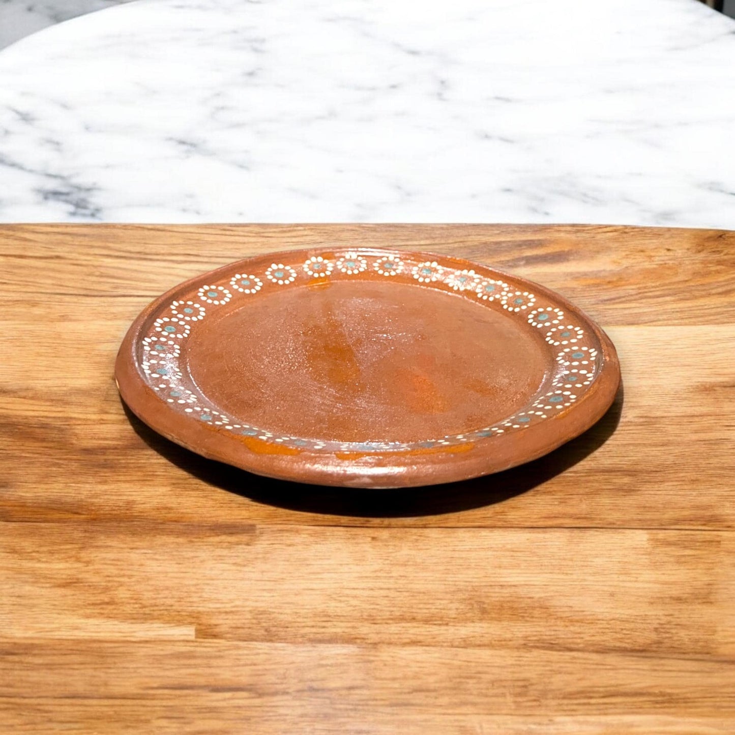 Handmade Terracotta Dinner Plate | Hand-Painted Mexican Barro Plate (10" Diameter)