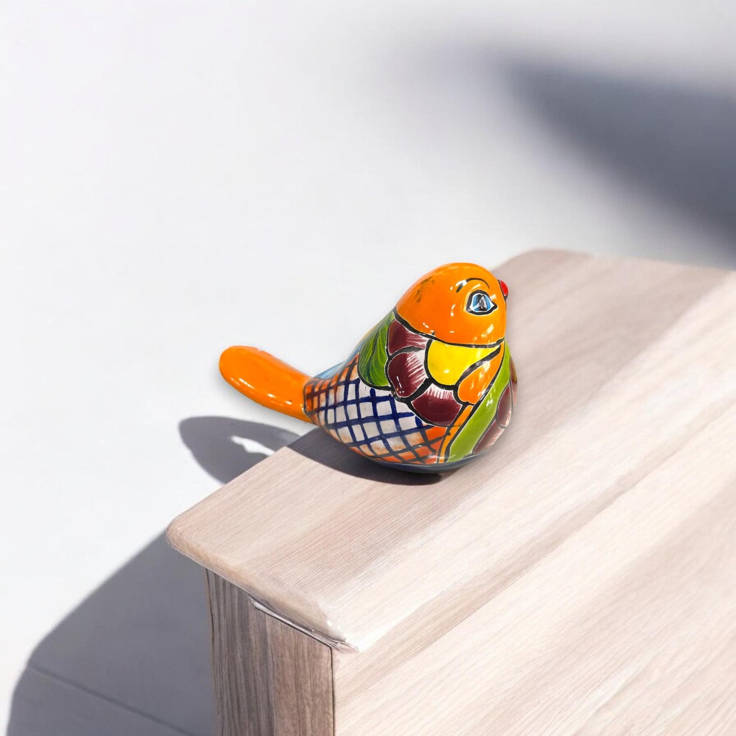 Set of 3 Handmade Talavera Bird Figurines | Mexican Small Yard Decor | Colorful Garden Art