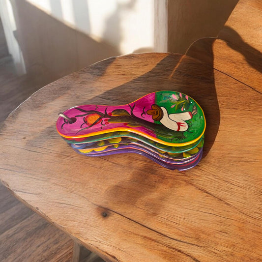 Colorful Mexican Guerrero Spoon Rest | Handmade Ceramic Utensil Holder