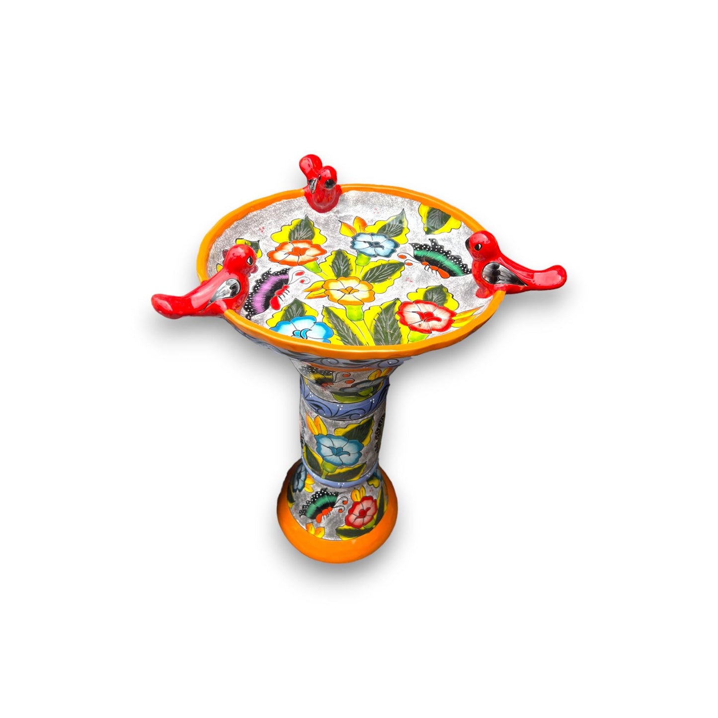 Handmade Talavera Bird Bath | Authentic Mexican Artwork (20” Diameter)