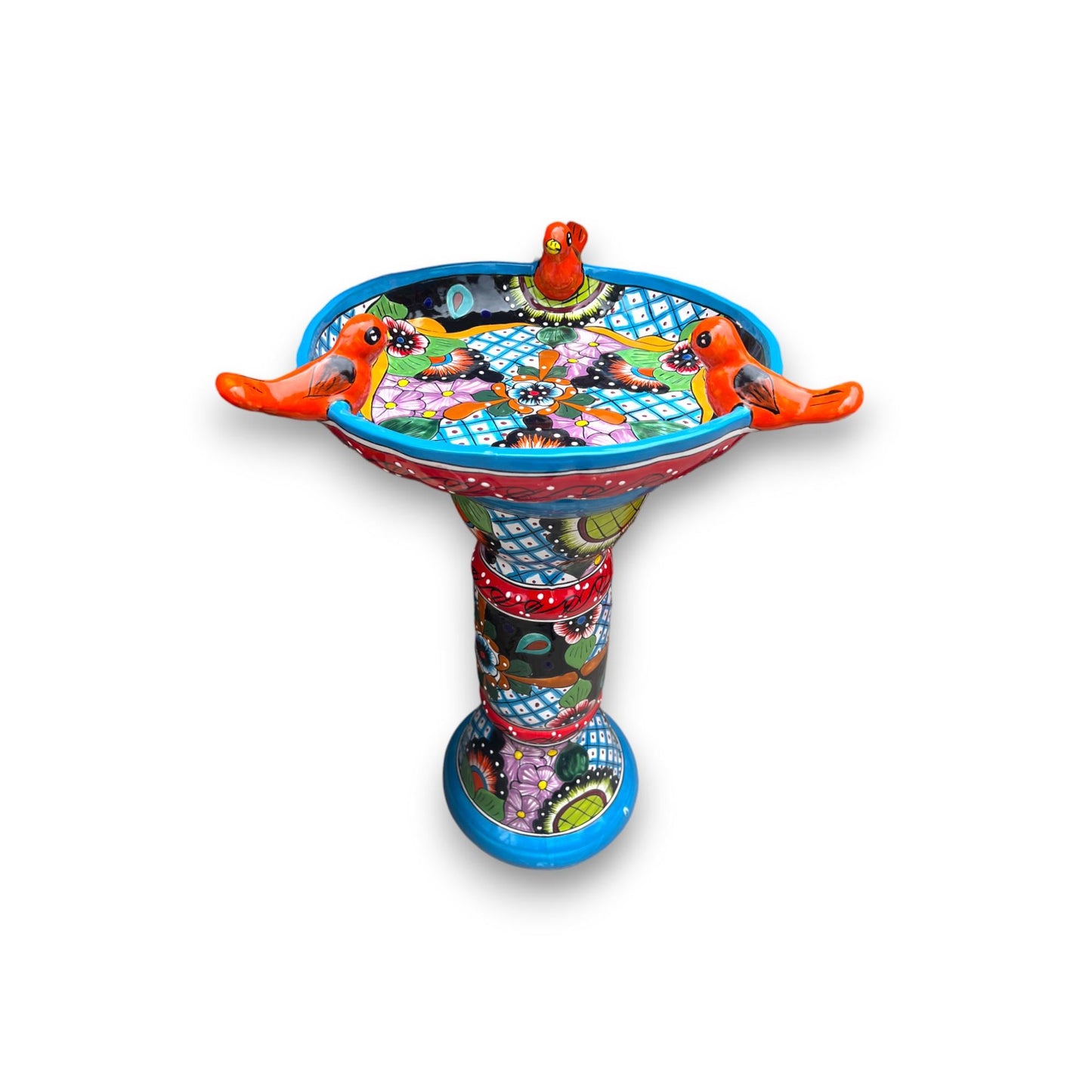 Handmade Talavera Bird Bath | Authentic Mexican Artwork (20” Diameter)